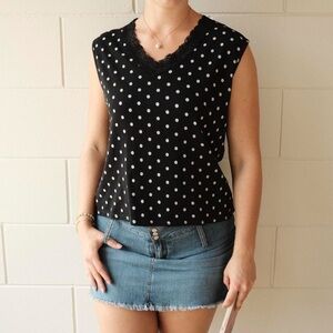 Black Polka Dot Sleeveless Top